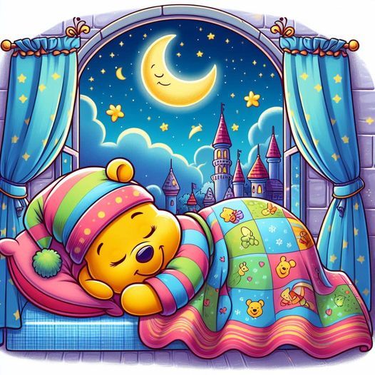 Teddy Bear Bedtime Window Scene