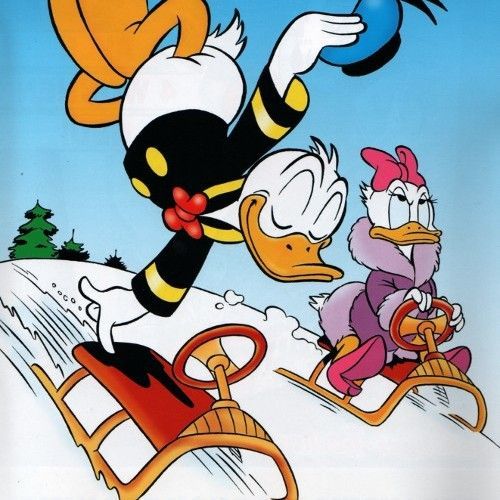 Donald Duck Sledding Scene