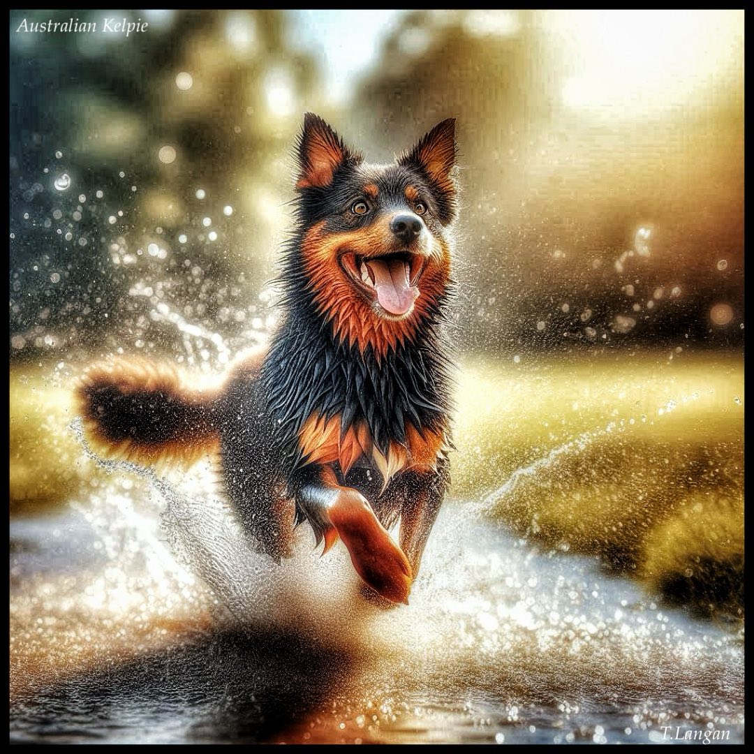 Dog Running Through Water