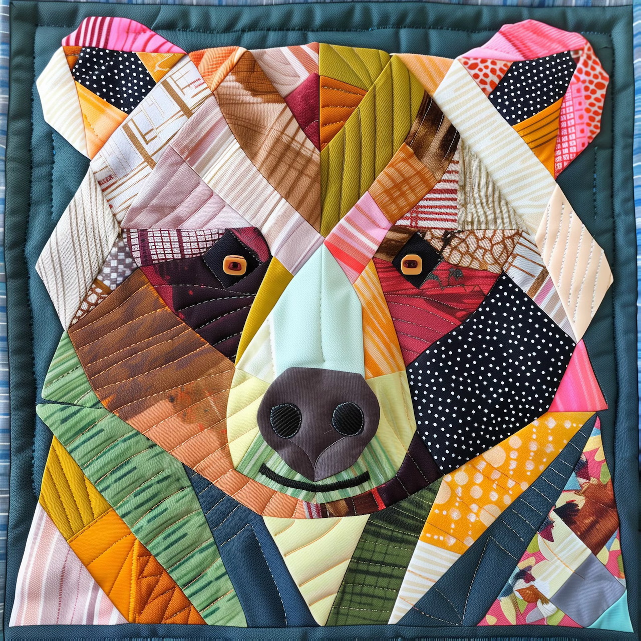 Patchwork Quilt Bear Face