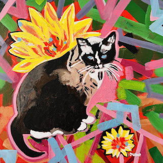 Cat with Flowers
