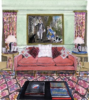 Elegant Victorian Interior Watercolor