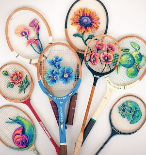 Embroidered Tennis Racket Art