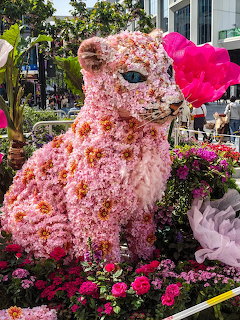 Pink Flower Cat Sculpture
