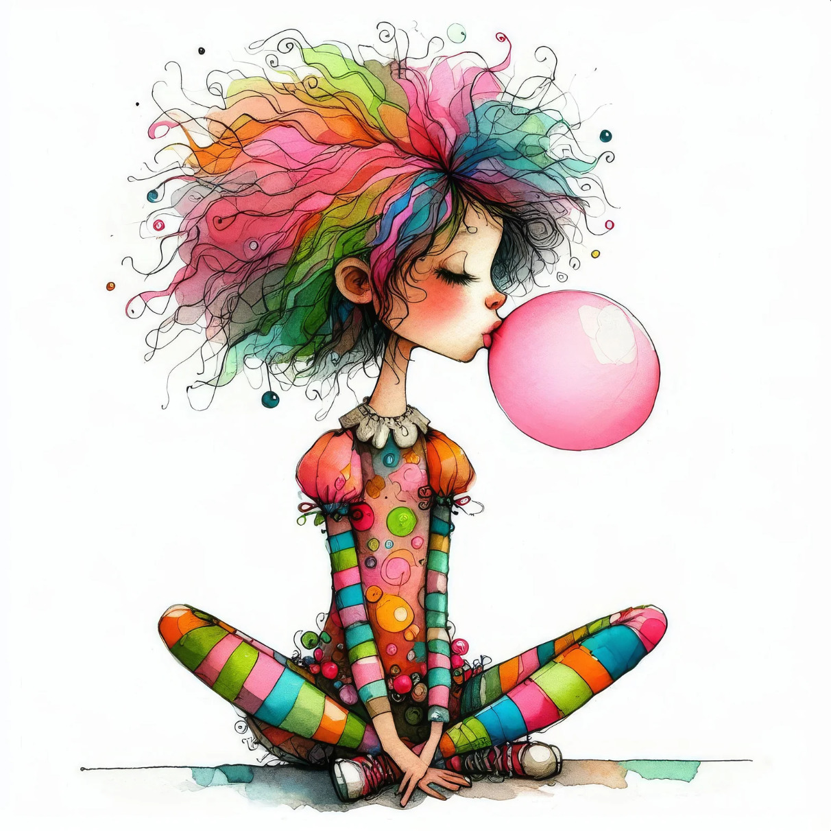 Girl Blowing Bubblegum