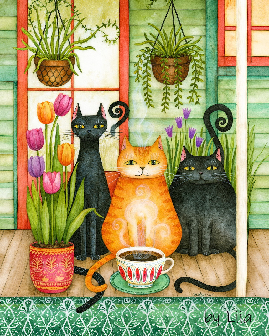 Cats in Garden