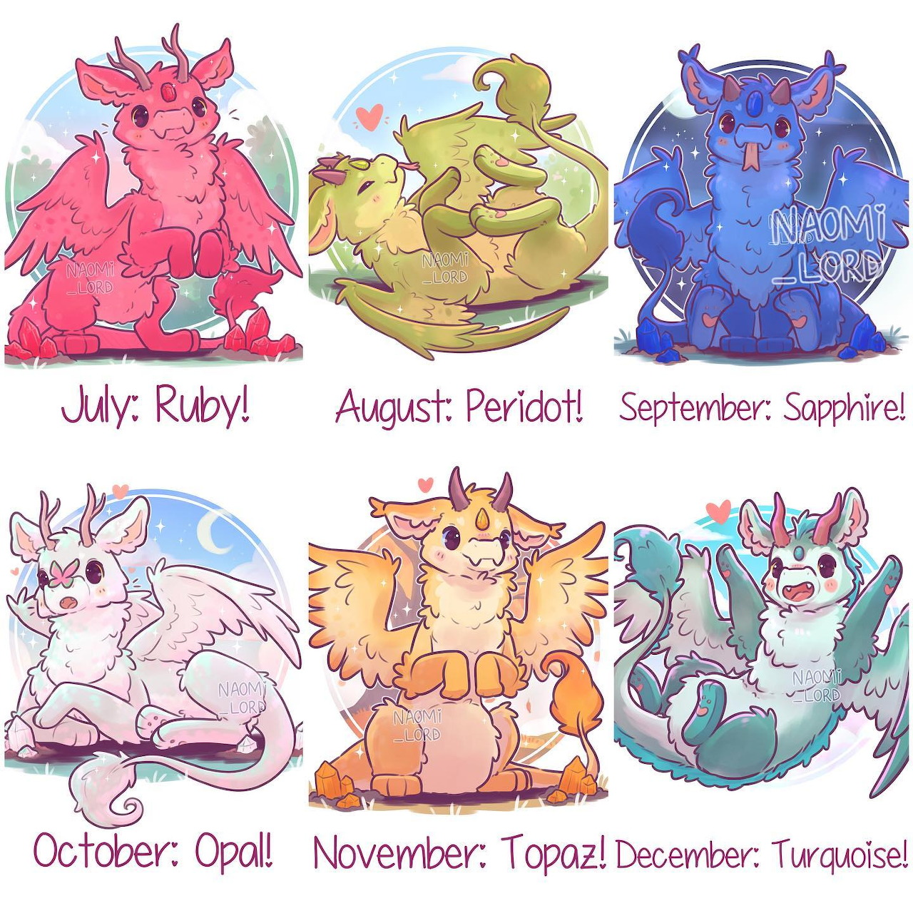 Birthstone Dragons Art
