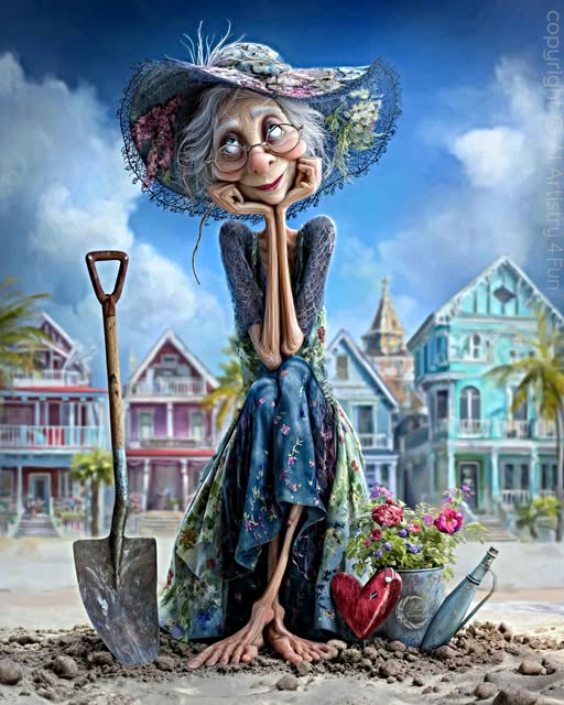 Cartoon Elderly Gardener