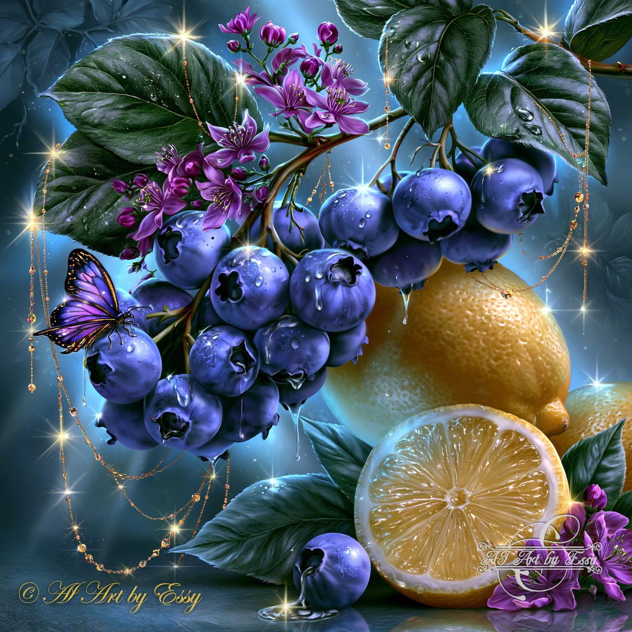 Blueberries and Lemon Arrangement