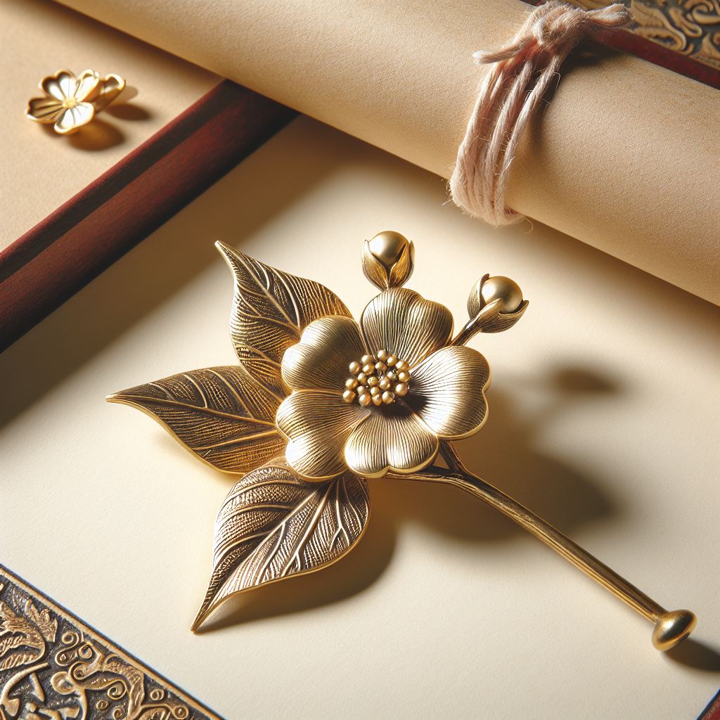 Brass Cherry Blossom Pin Brooch