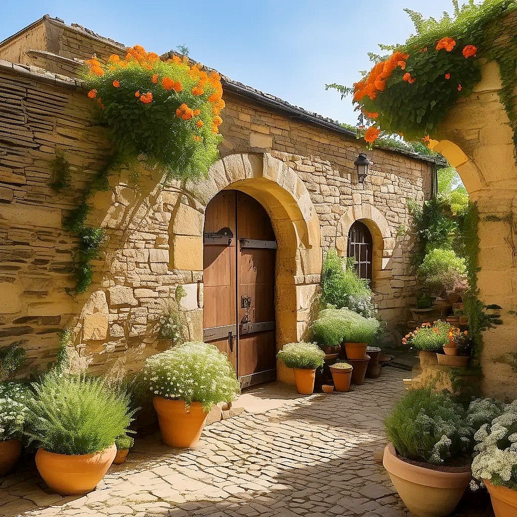 Mediterranean Stone Courtyard