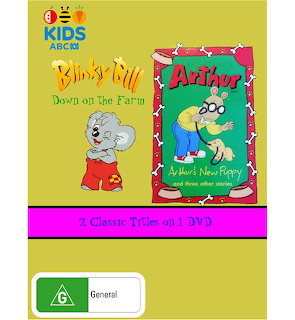 Children's DVD cover showing Blinky Bill koala and Arthur ardvark cartoon characters on yellow background