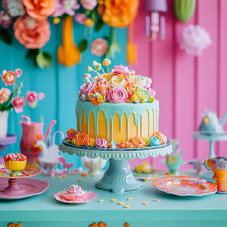 Colorful Drip Birthday Cake