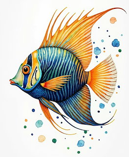 Tropical Fish Watercolor Art