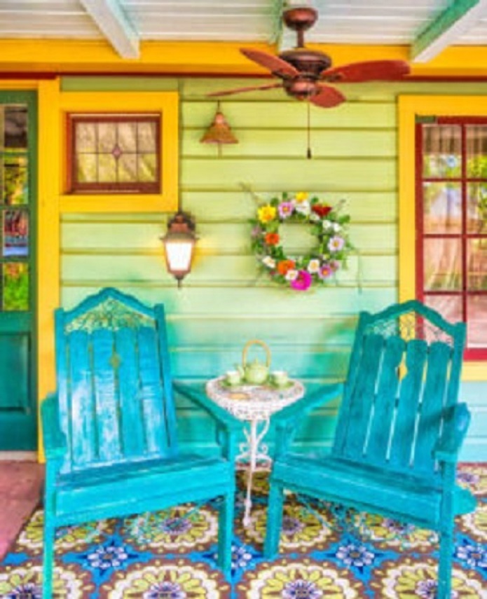 Colorful front porch