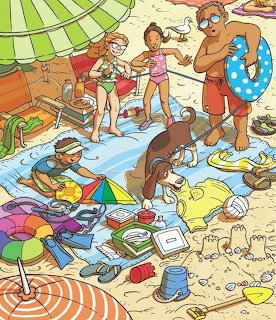 Busy Beach Scene Cartoon