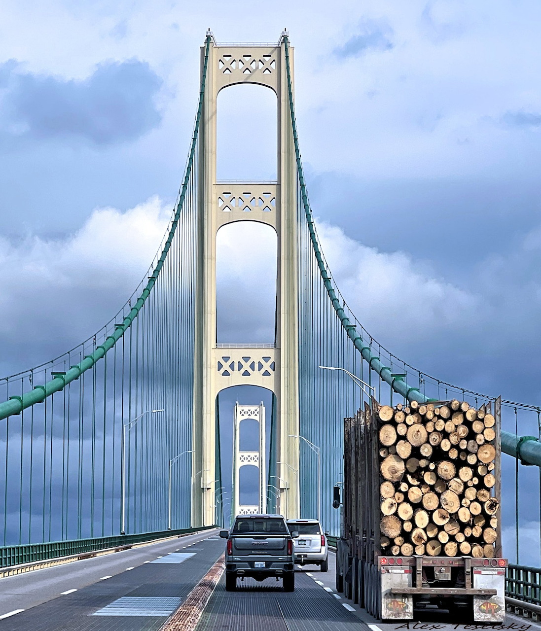 Mackinac Bridge suspension span over the Straits of Mackinac in Michigan