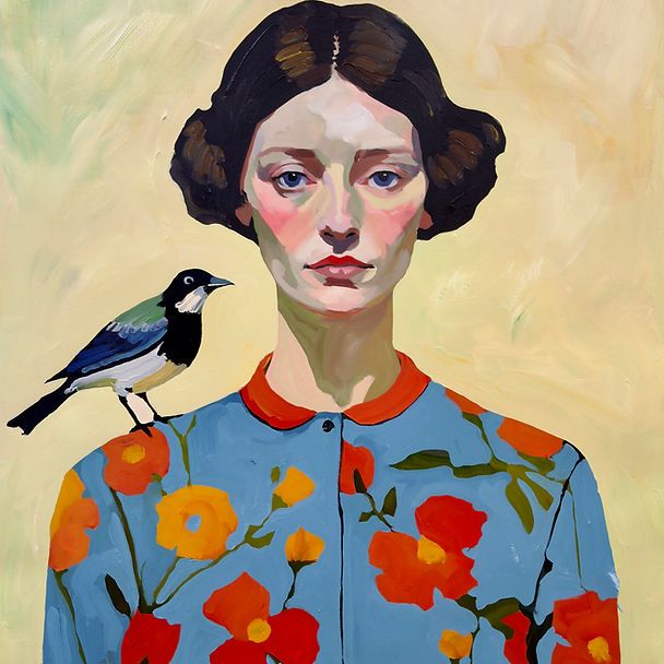 Woman with Bird Portrait