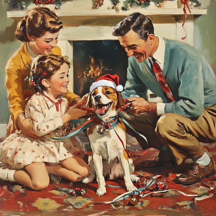 Christmas Puppy with Family