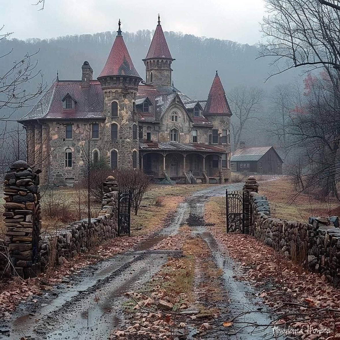 Abandoned Castle in Fog