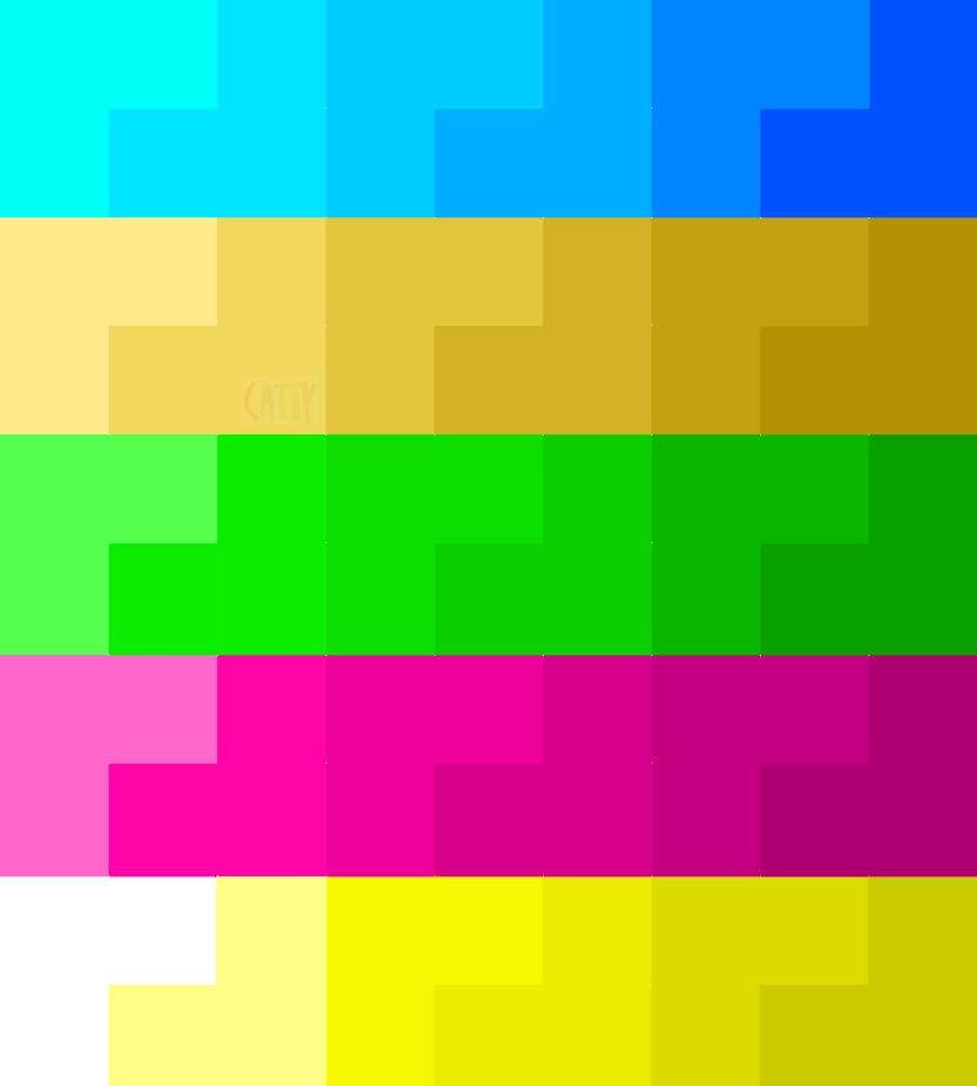 Abstract pixelated horizontal color bands in cyan, blue, yellow, green, magenta, and yellow tones