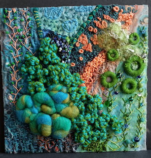 Textile Art Green Embroidery