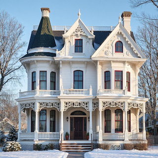 Victorian Mansion Winter Snow