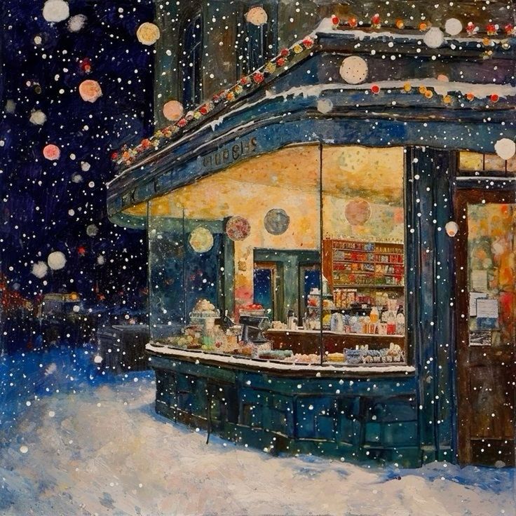 Snowy Shop Painting