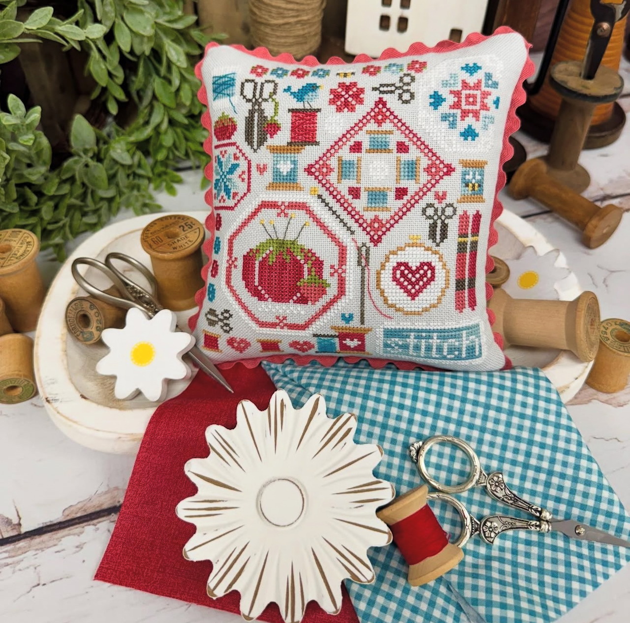 Cross-Stitch Sampler Pillow