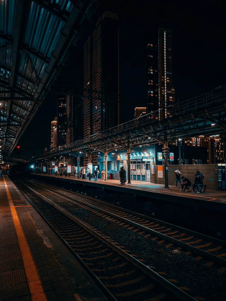 Night Railway Station City