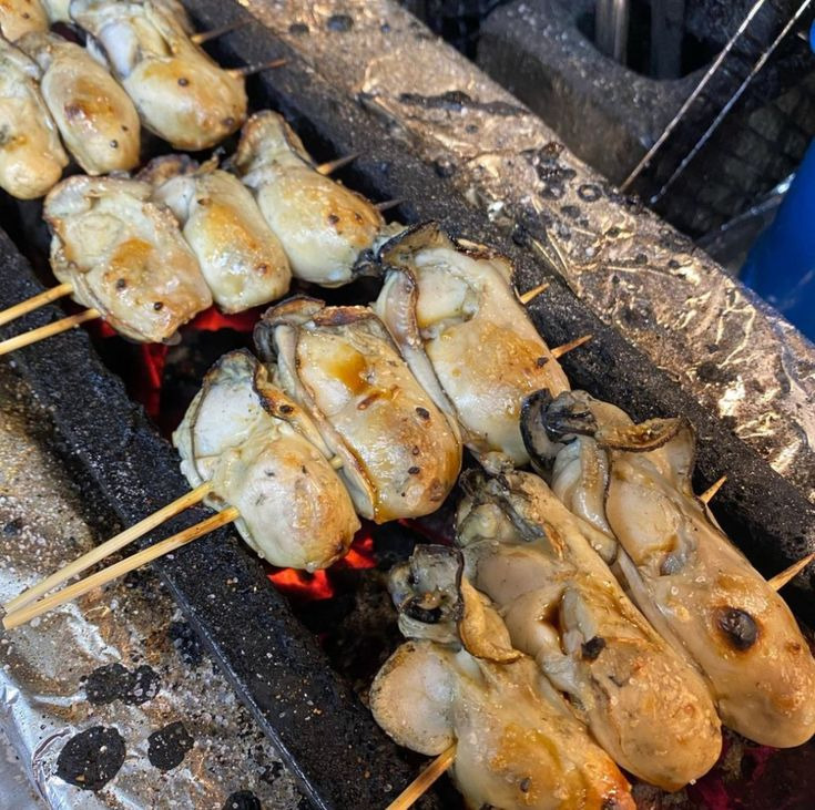 Grilled Oysters on Skewers