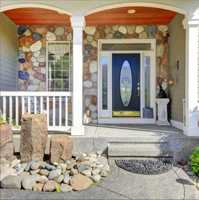 Front Porch with Stone Facade