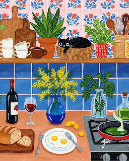 Black Cat in Kitchen