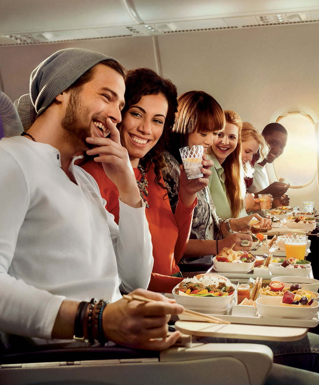 Friends on Airplane