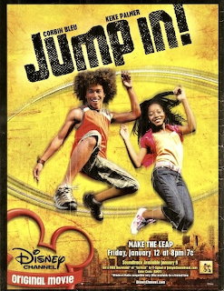 Jump In! movie poster with two dancers jumping on a yellow background
