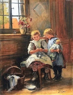 Two Girls by Window