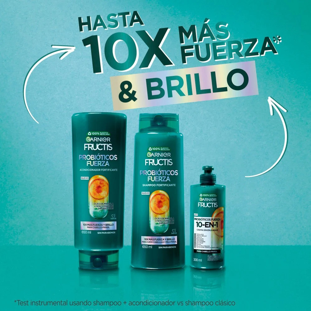 Three shampoo bottles on a blue background with large text above