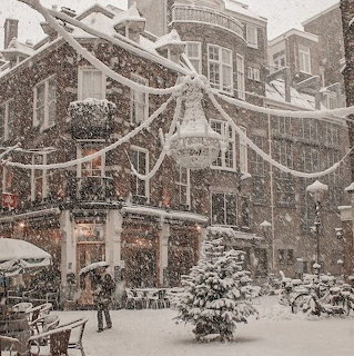Snowy Winter Town Square