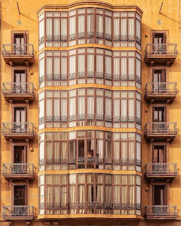 Ornate Barcelona building facade with Catalan modernist architectural details