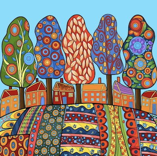 Colorful Abstract Tree Village