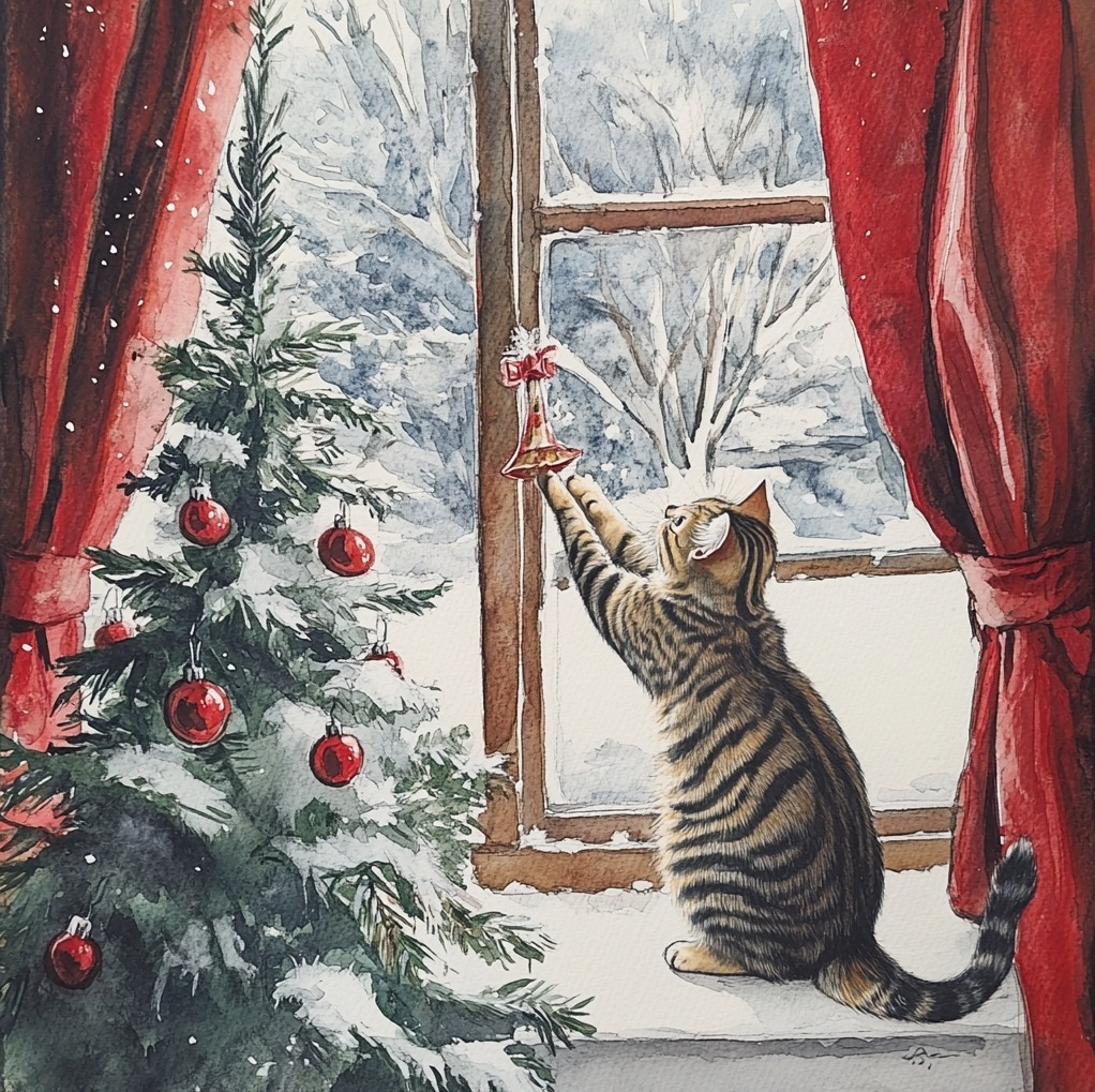 Cat Christmas Window