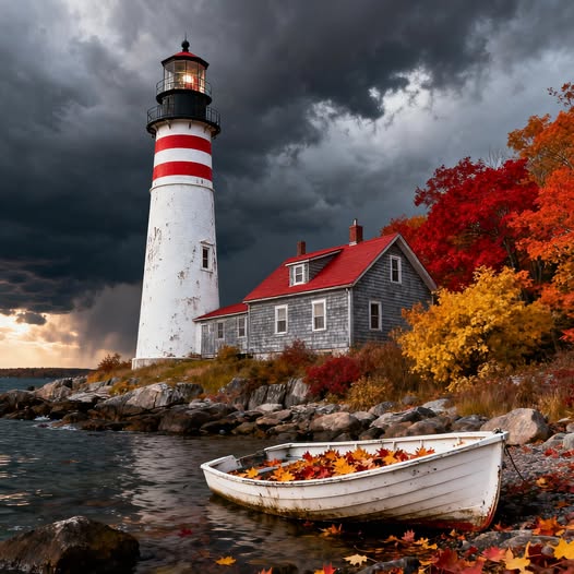 Striped Lighthouse Shore