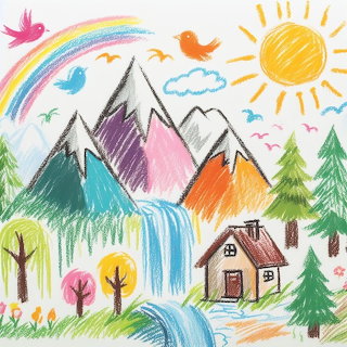 Colorful Mountain Drawing