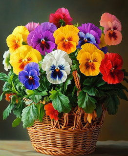 Colorful Pansy Basket