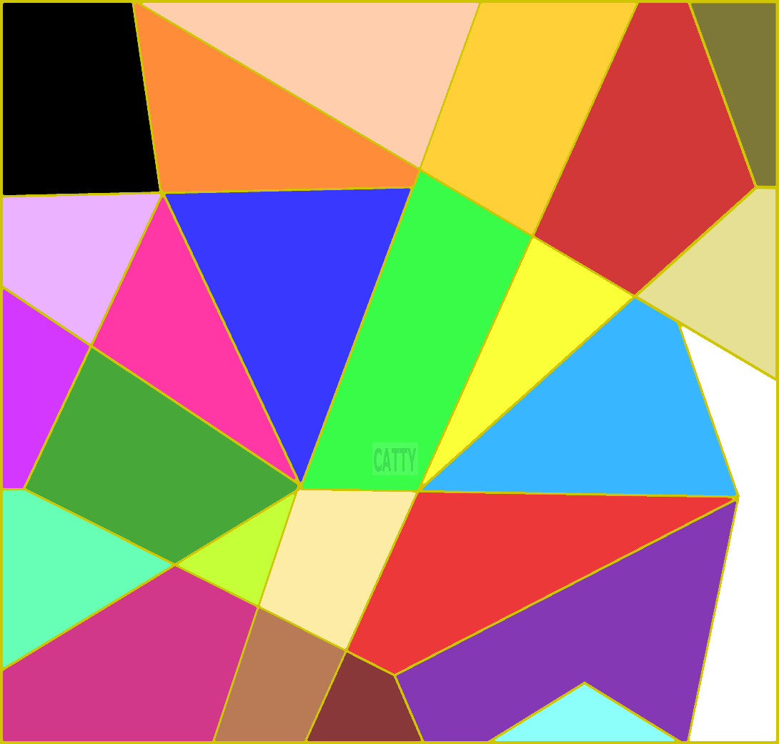 Abstract geometric mosaic with colorful overlapping triangular and polygonal shapes in bright hues