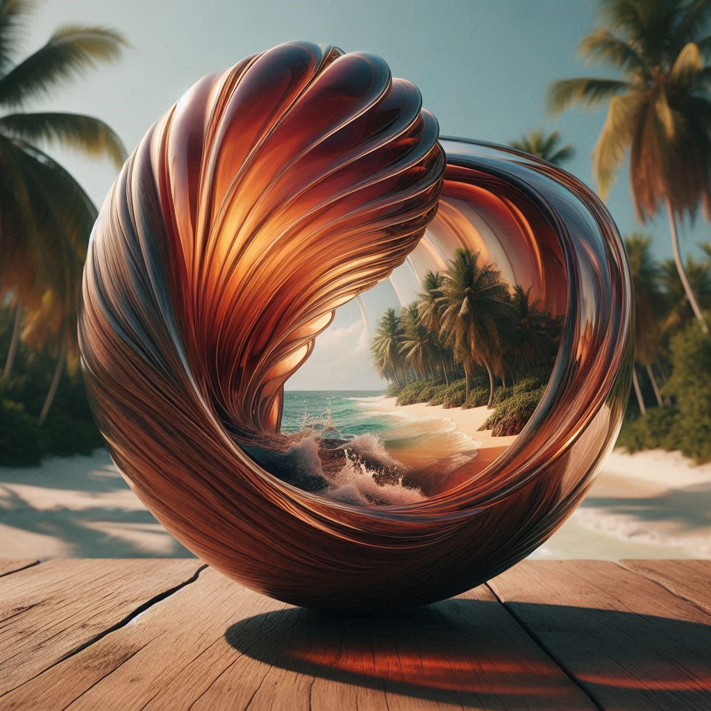 Tropical Sphere Sculpture Beach