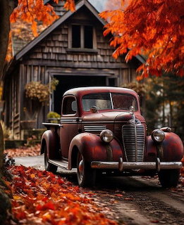 Autumn Car and Barn
