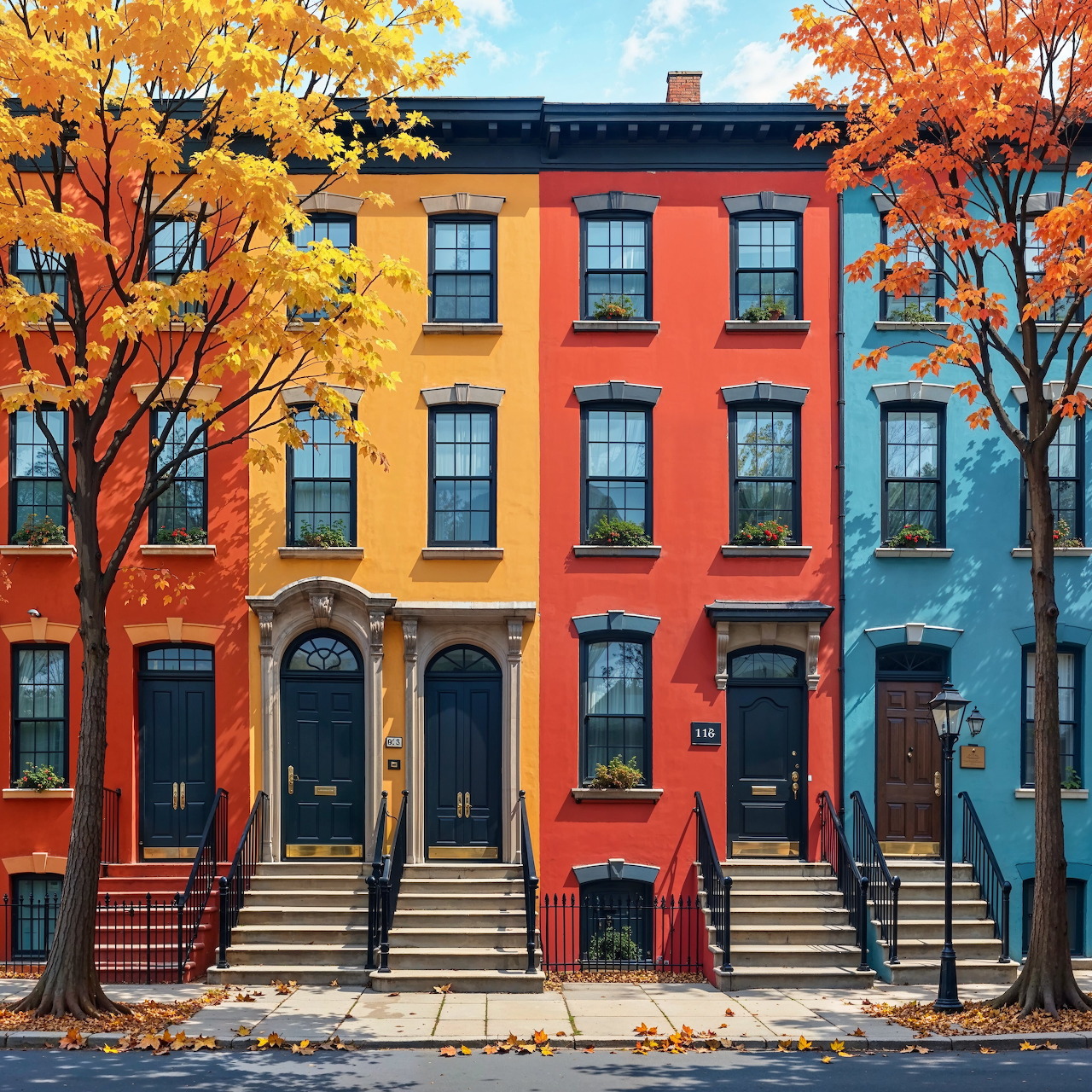 Colorful Autumn Townhouses