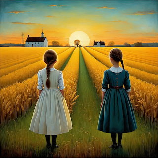 Girls at Prairie Sunset