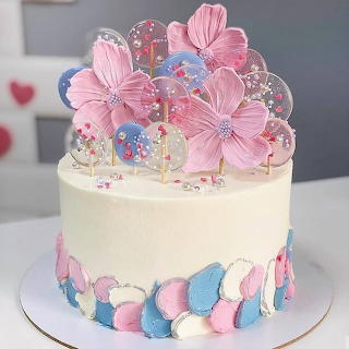 Pink Flower Decorated Celebration Cake